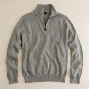 J. Crew merino wool half-zip sweater rib knit heather grey 1/4 Marled rugged